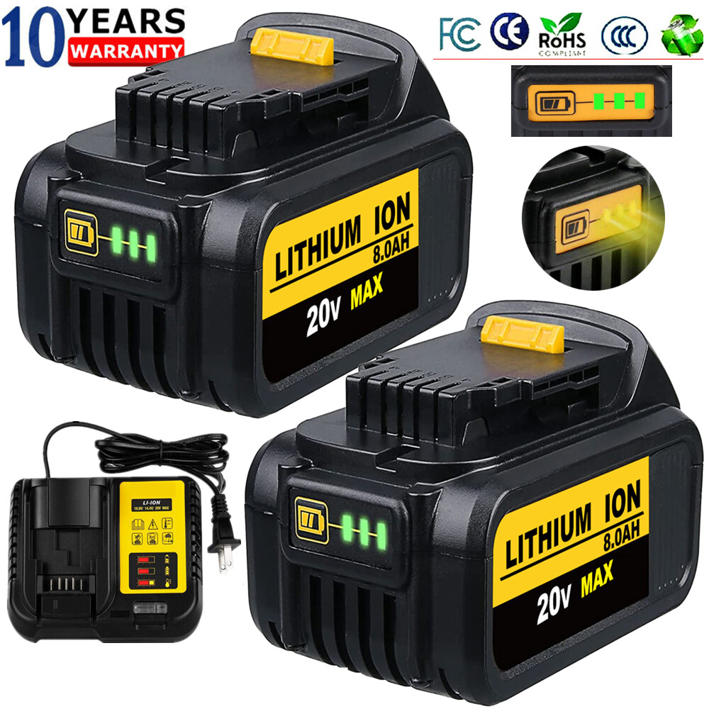 8AH for DEWALT DCB205 20V MAX 6AH Li-Ion Battery H3 Compact Power Tool DCB206-2