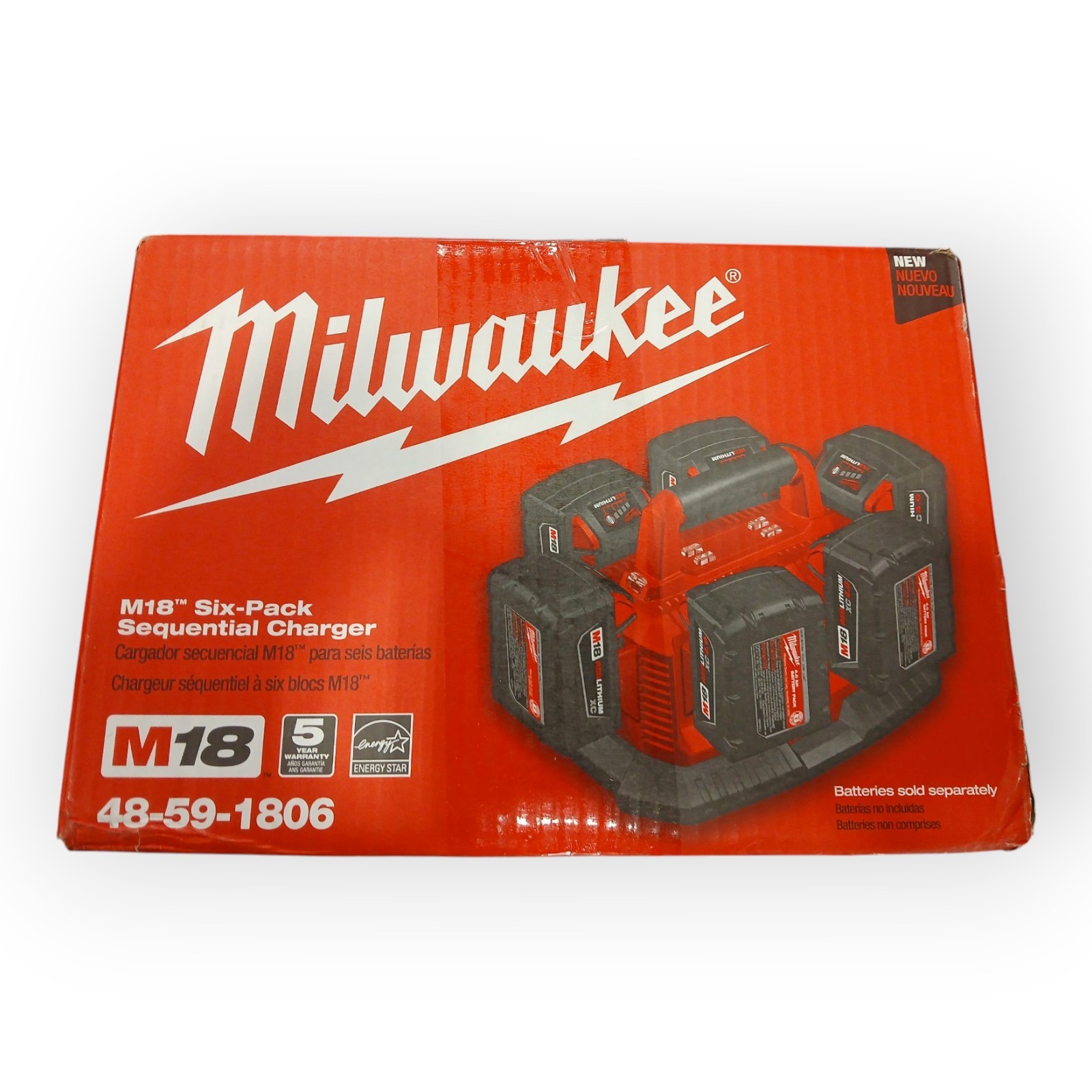 Milwaukee 48-59-1806 M18 Six Pack Sequential Charger 18 Volt 6 Ports – Untested