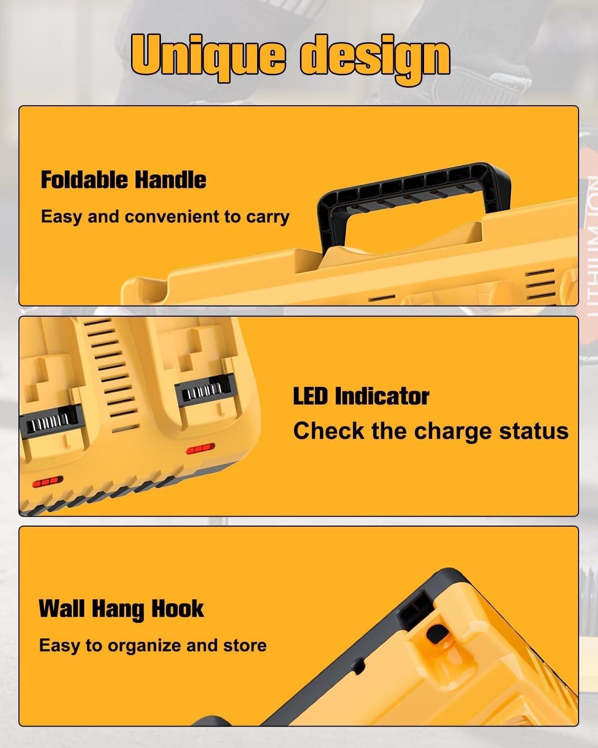 4 Port Multi Battery Charger DCB104 Replacement for Dewalt 12V 20V Max Battery