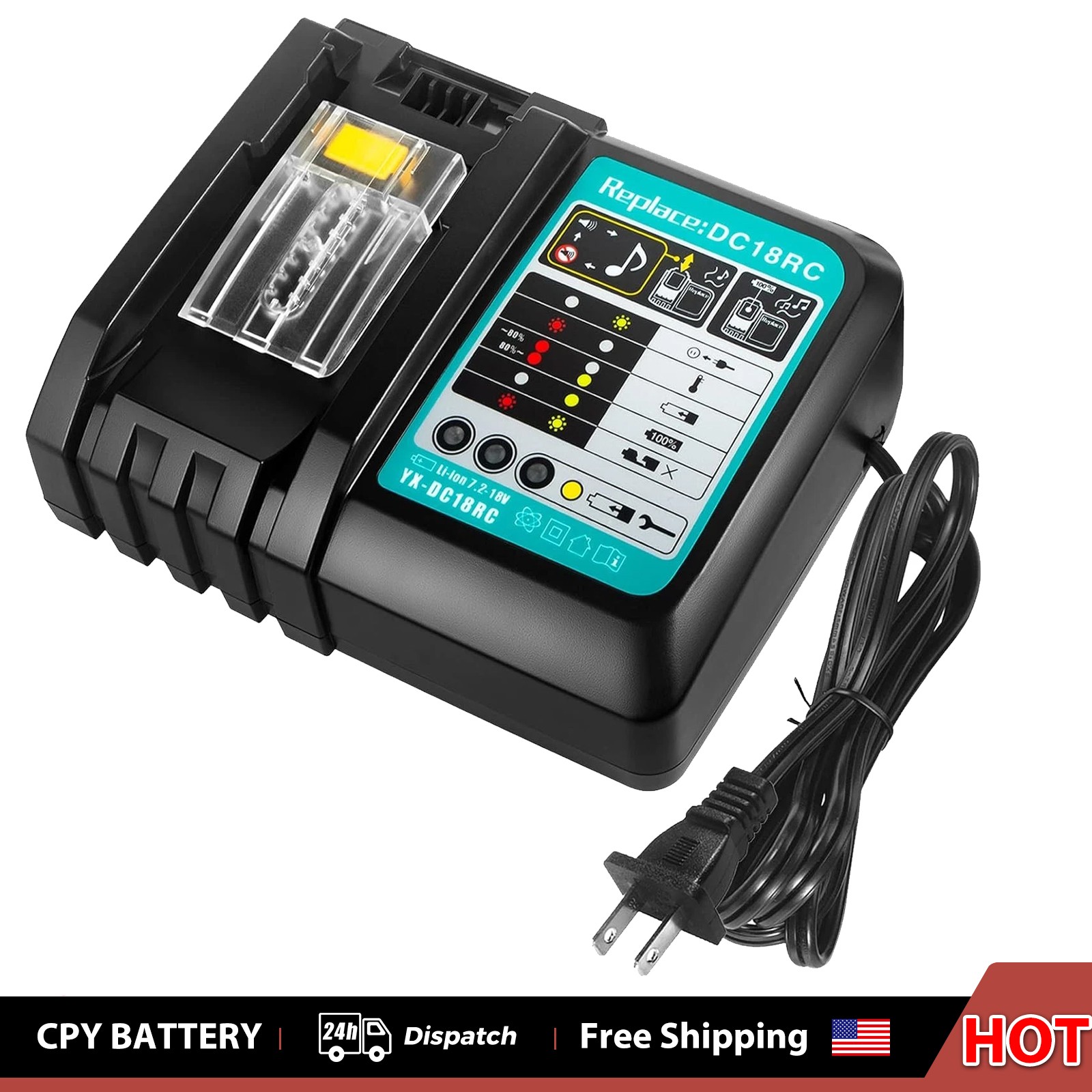 DC18RC 14.4V-18V Li-Ion Battery Charger For Makita BL1860 BL1840B BL1820 BL1815
