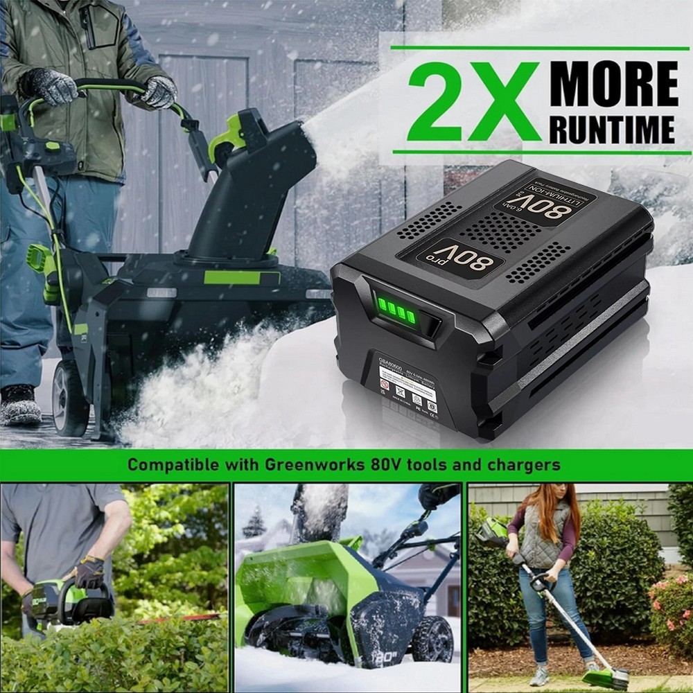 8.0Ah 80V Lithium-ion Battery For Greenworks PRO 80V GBA80200 GBA80600 2601302