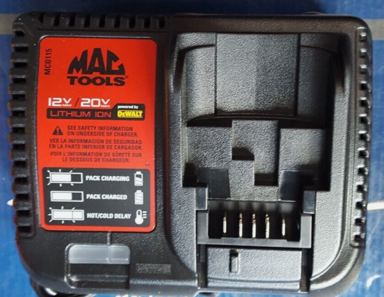 MAC Tools MCB115 12V/20V Lithium ION Battery Charger NOS *Dewalt Compatible*