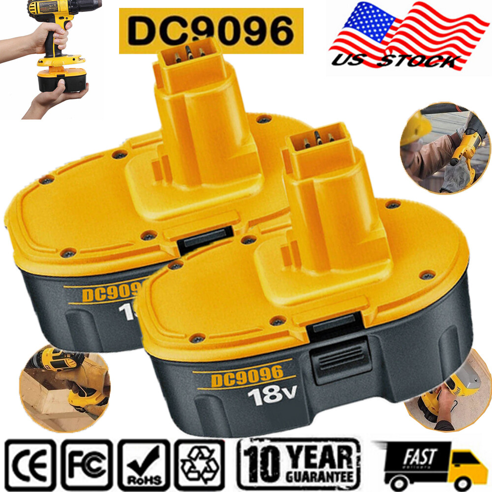 2 PACK For Dewalt 18 VOLT DC9096 DC9098 Ni-MH 18V 4.8AH Battery DC9099 4800MAH