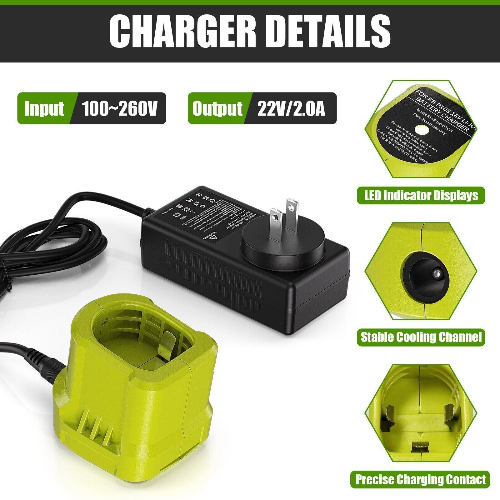 For RYOBI P108 18V One Plus High Capacity Battery /Charger 18V Lithium-Ion 8.0Ah