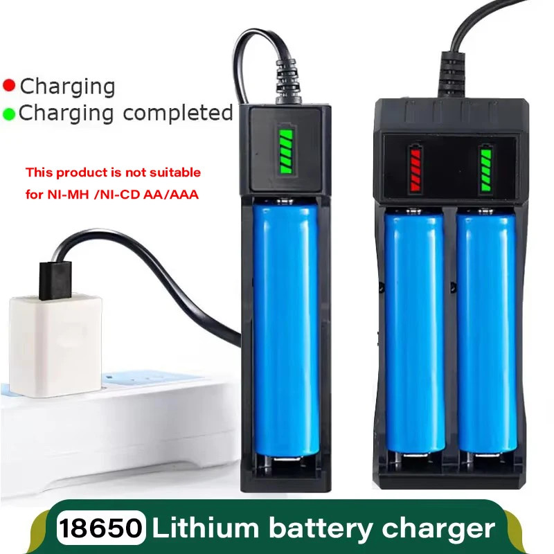 18650 Battery Charger 1/2/4 Slots Dual 18650 Charging 3.7V Rechargeable Lithium