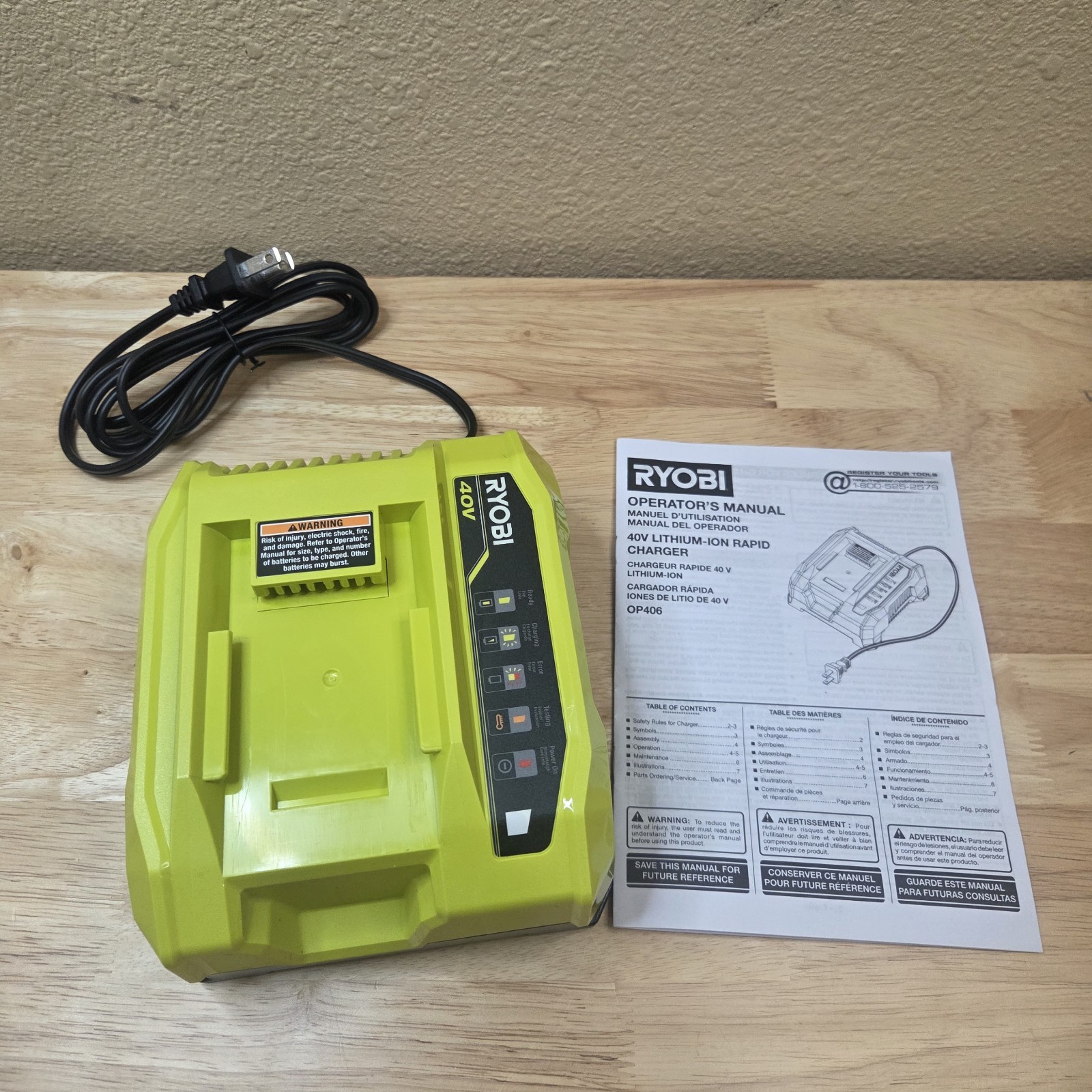 OEM Ryobi 40V Lithium-Ion Rapid Charger OP406 / OP40 6VNM 295W Brand New Unused