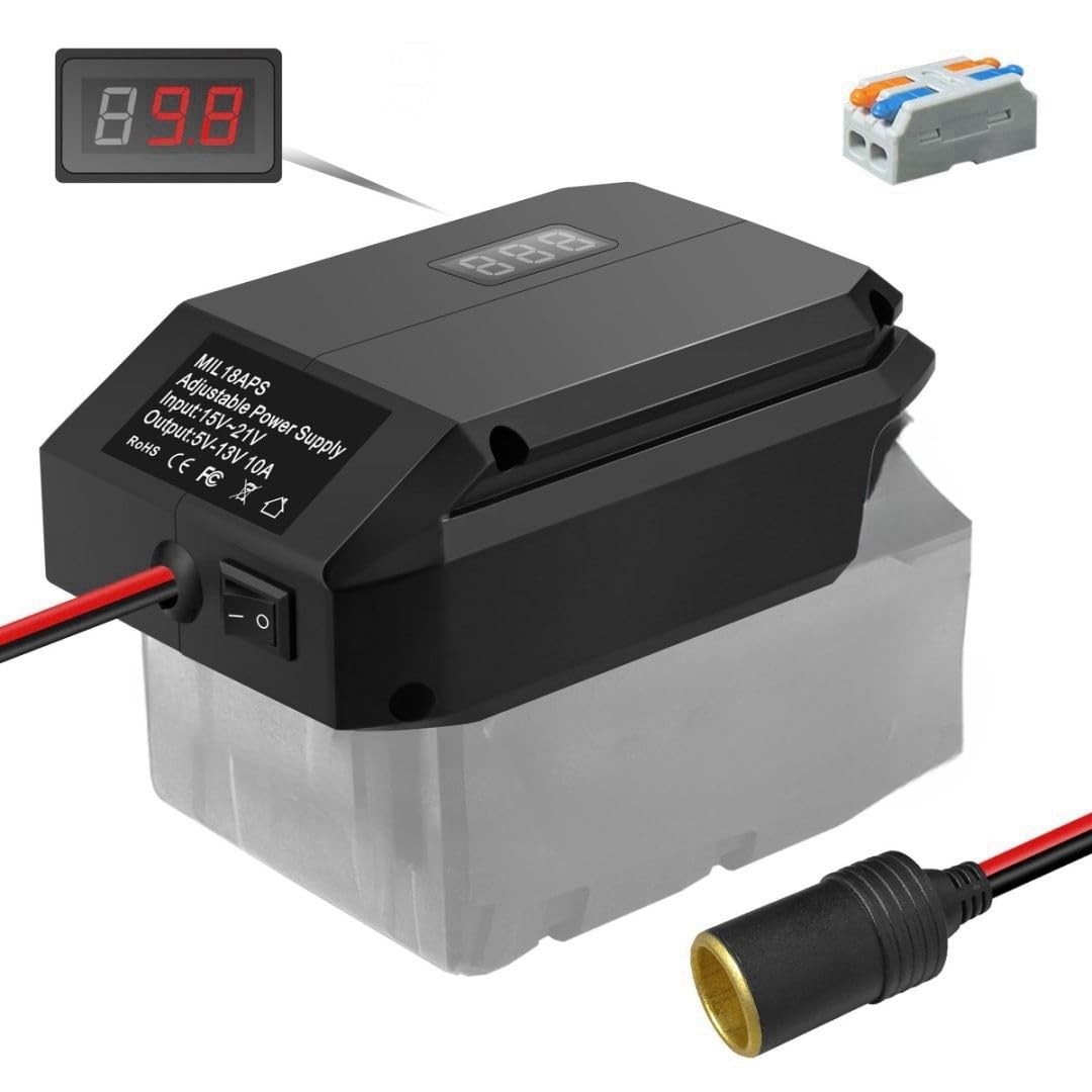 Fybemax for Milwaukee M18 18V to 12V Step Down Power Wheels Battery Black