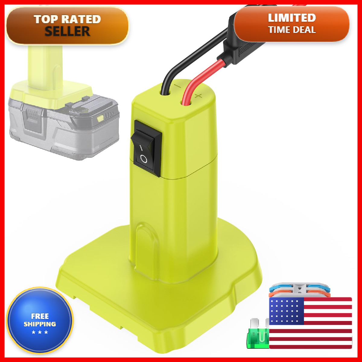 Choikwong 1 Packs Power Wheel Adapter For Ryobi 18V Battery Adapter Power Wheel