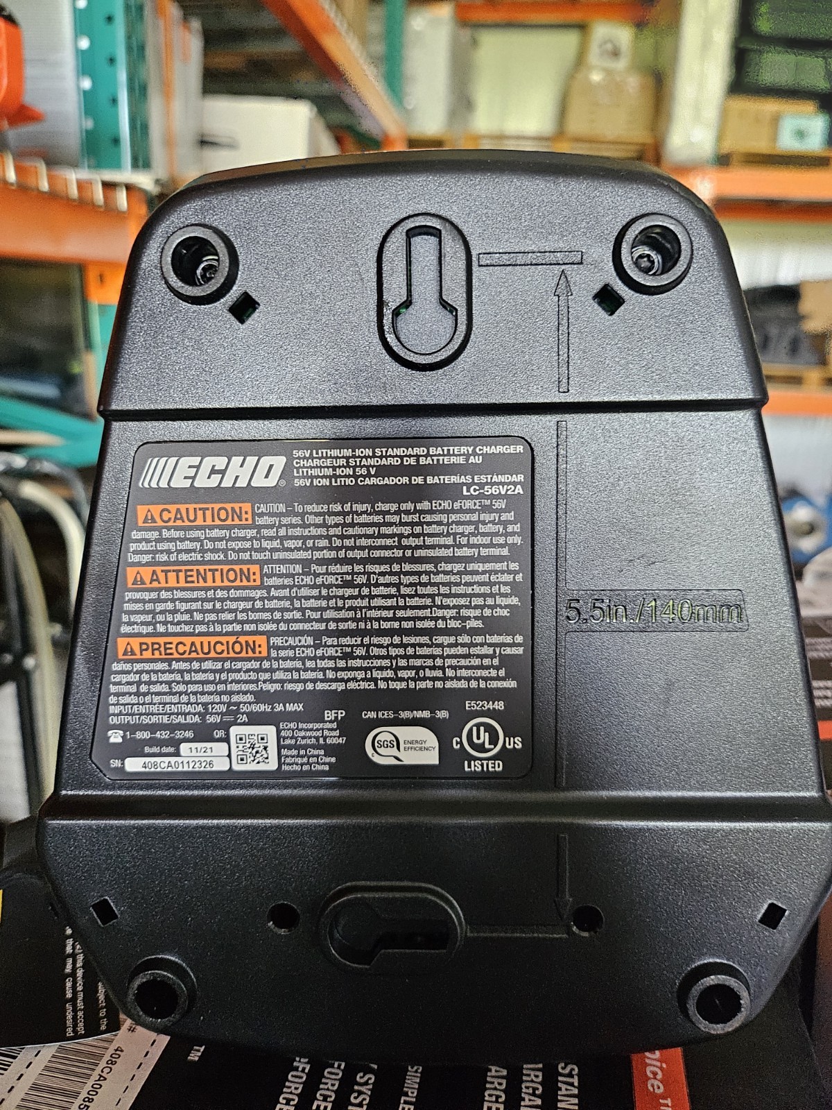 Echo eFORCE™ 56V Lithium-Ion Standard Charger, Model LC-56V2A *