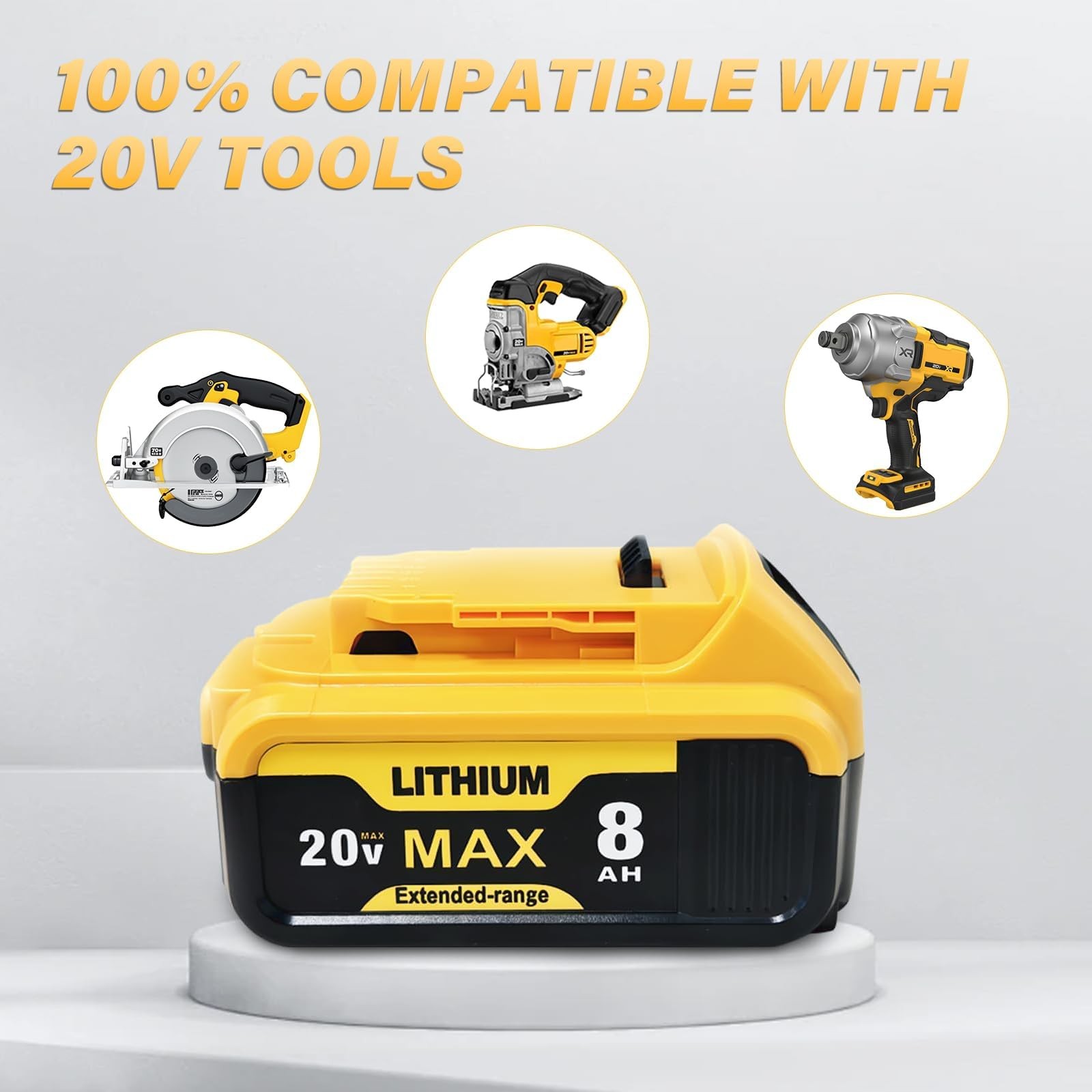 Tovlvta 4 Packs 8000Mah Replacement For Dewalt 20V Max Battery Lithium-Ion