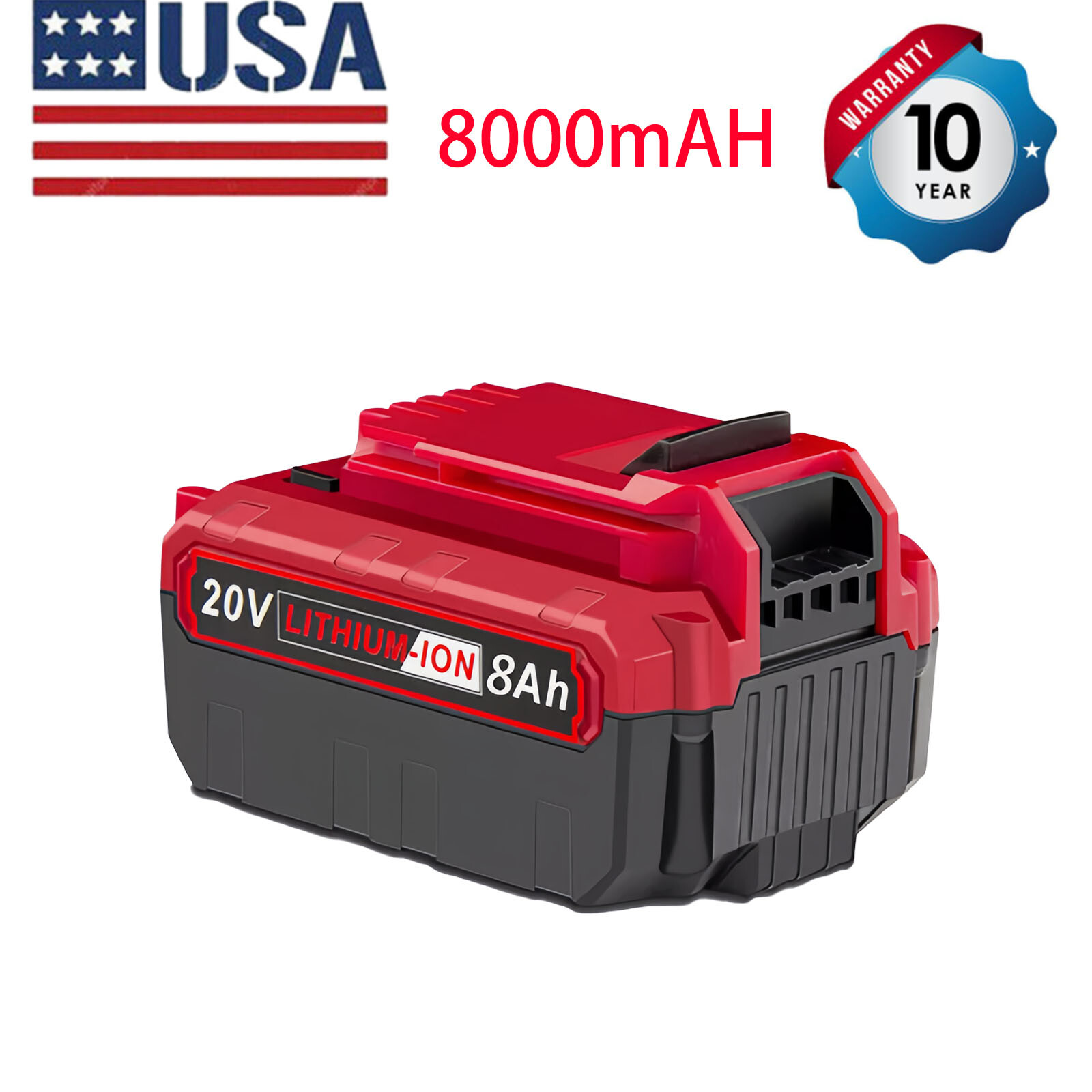 Pack For Porter Cable Pack 20V 8.0Ah PCC671B PCC620B 20Volt Battery Lithium-Ion