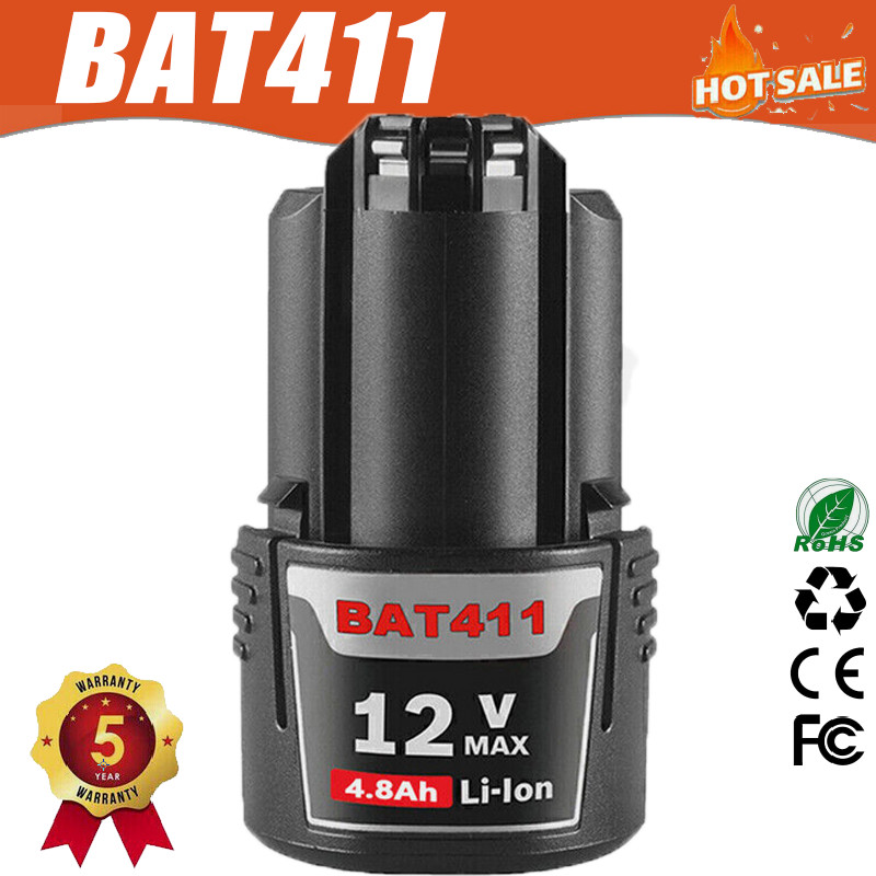 2X 12V 4.8Ah Lithium-ion Battery For Bosch BAT411 BAT412 BAT414 GSR GDR GSB GWI