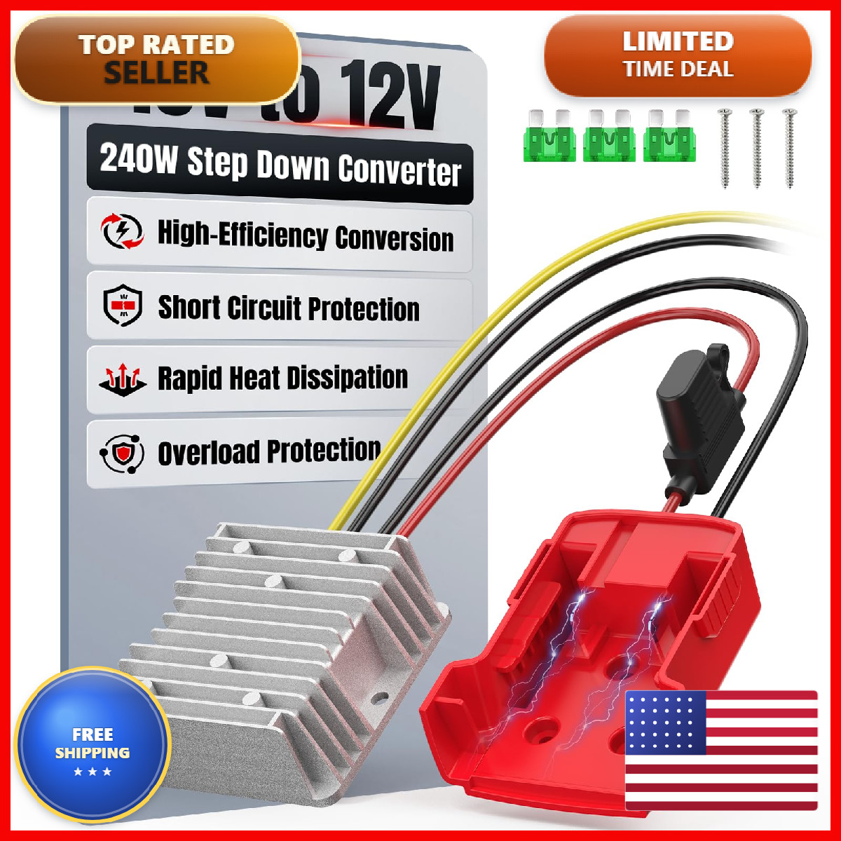 Haseed 18V To 12V Step Down Converter Compatible Milwaukee 18V Battery Dc