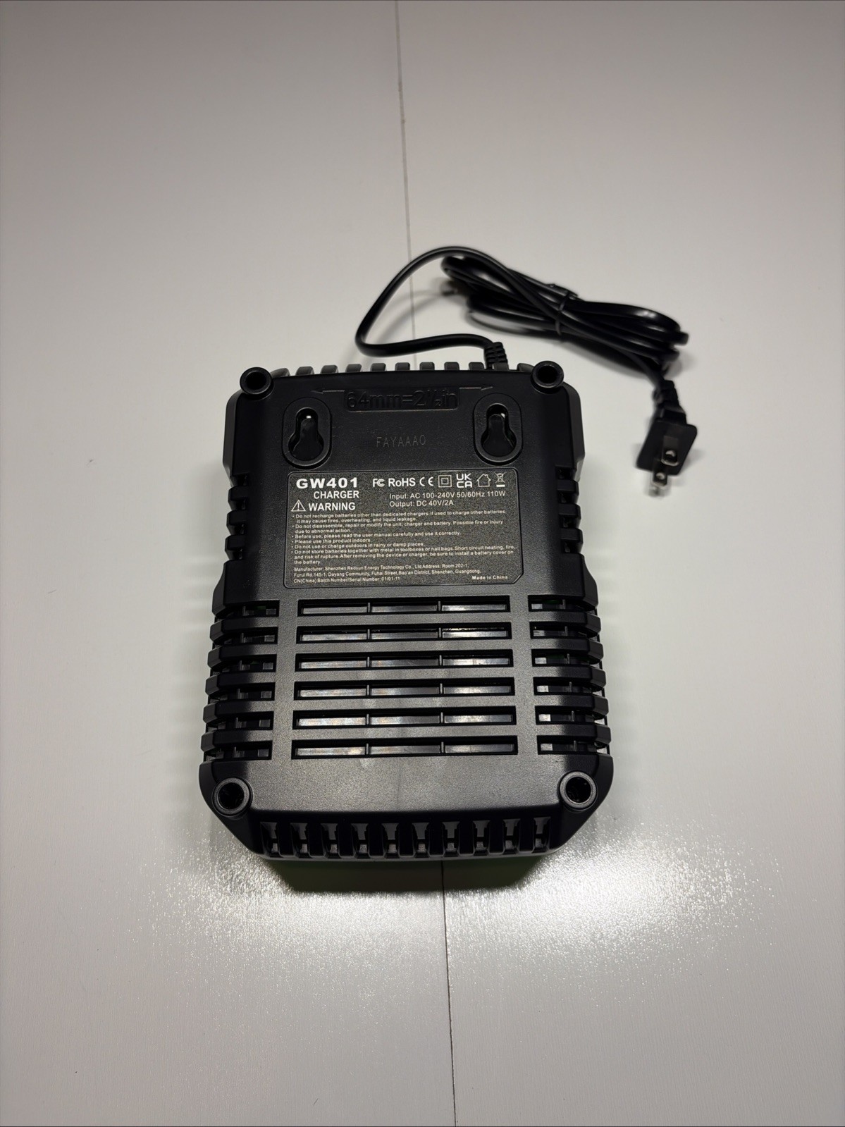 GW401 40V Power Tool Li-Ion Battery Charger for Greenworks Batteries AC Ad
