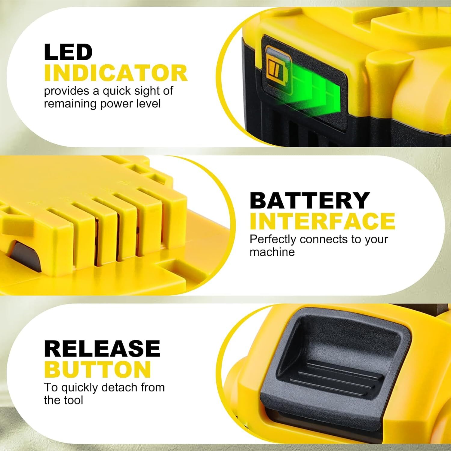 4Pack 8.0Ah for Dewalt 20 Volt Max Battery 20V Lithium-ion DCB201 DCB200 8Ah