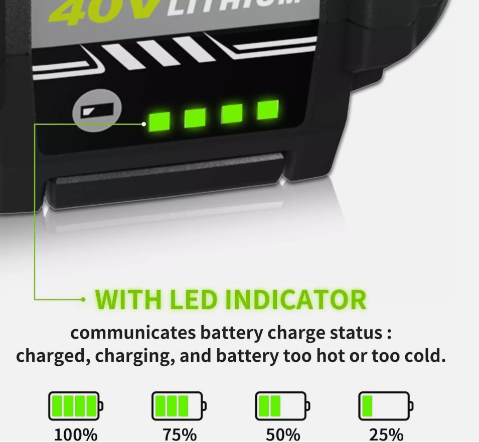1/2X Battery/Charger For Ryobi 40V With LED Lithium-Ion 40-Volt OP406VNM OP40602