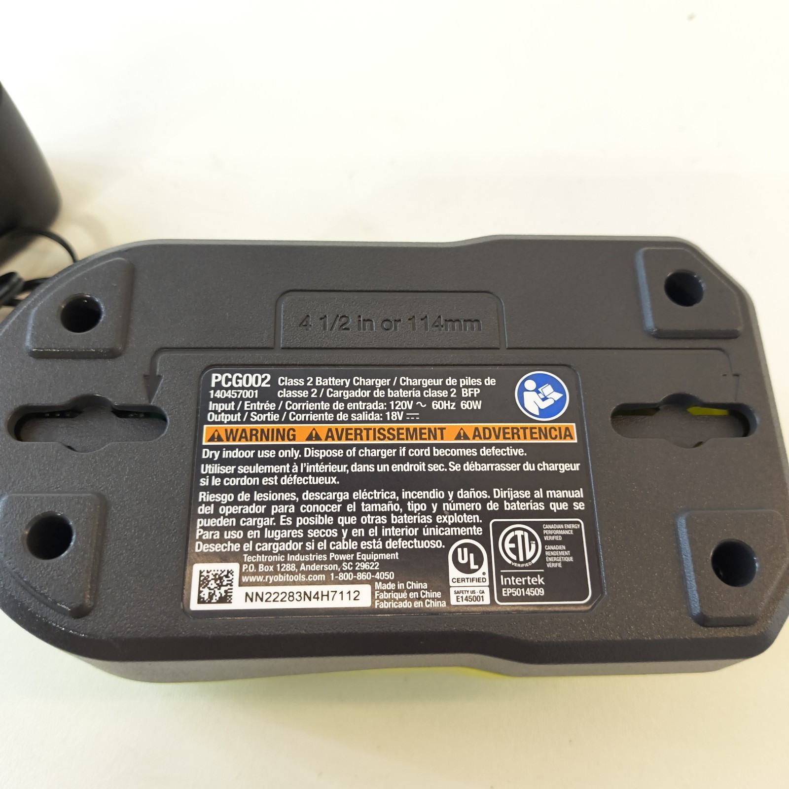 Ryobi PCG002 18V ONE+ Lithium-Ion FAST Battery Charger OEM
