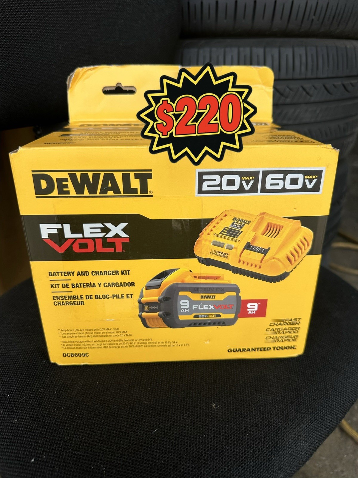 DEWALT FLEXVOLT DCB609C 20V/60V Battery and Charger Kit, Yellow