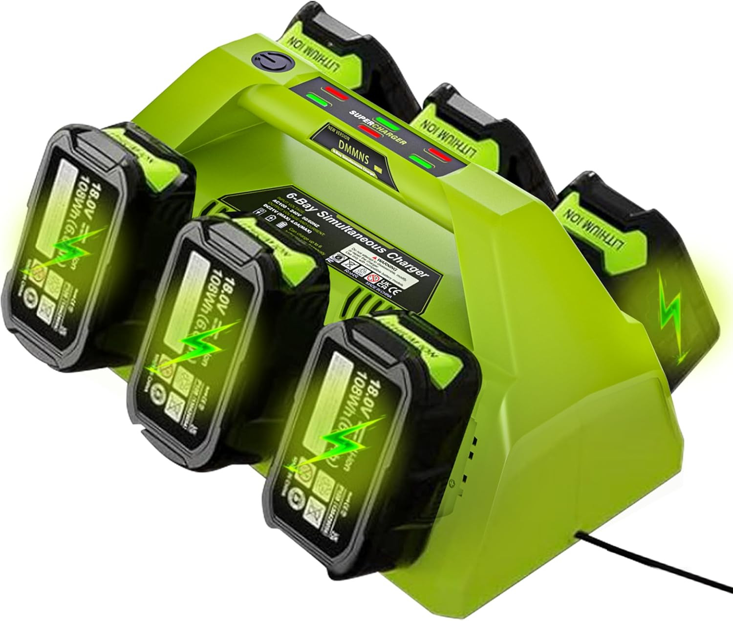 6-Port Rapid Charger Station for Ryobi 18V ONE+ Battery Systems