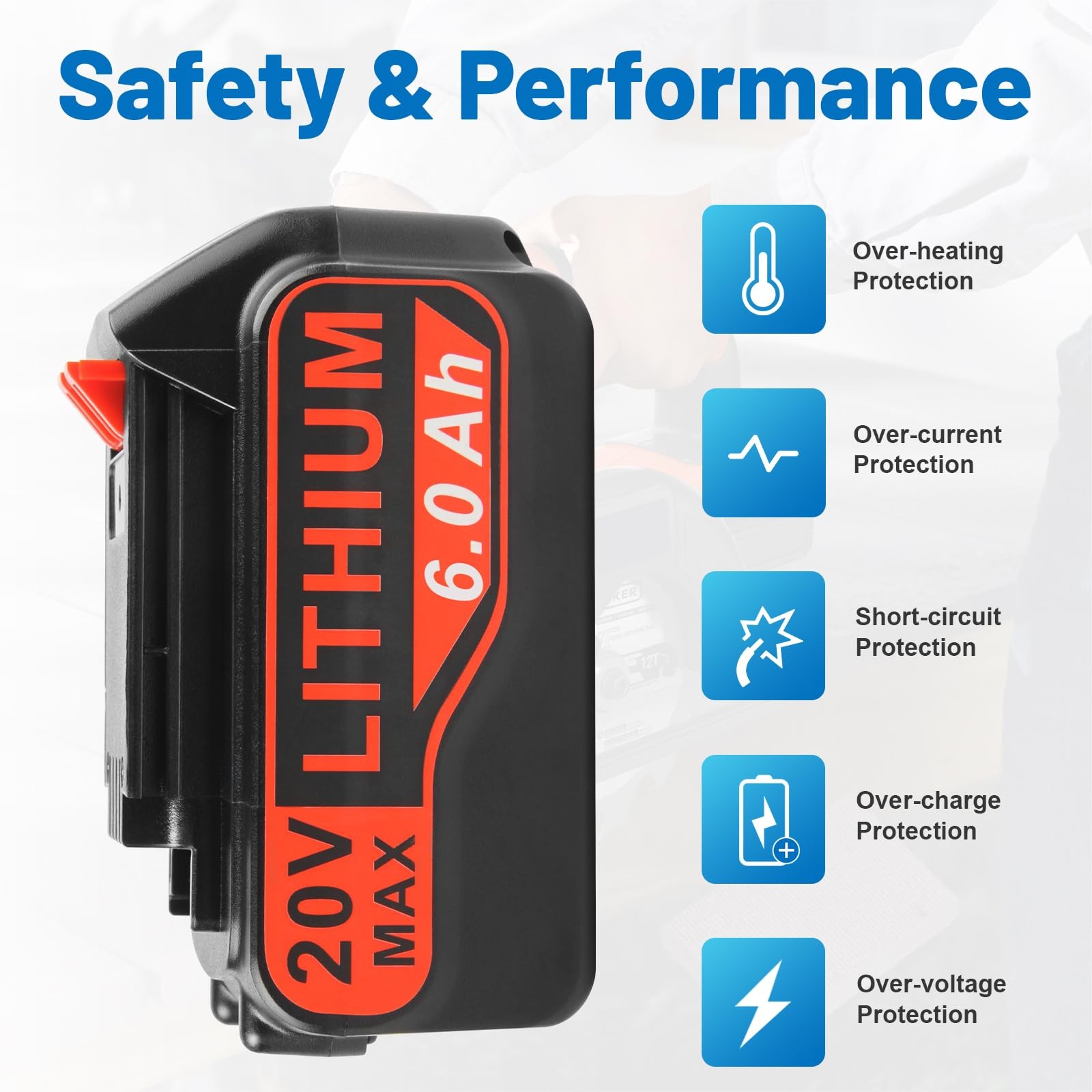 Tree.Nb 2Packs 6.0Ah 20V Lithium Battery Replacement For Black And Decker