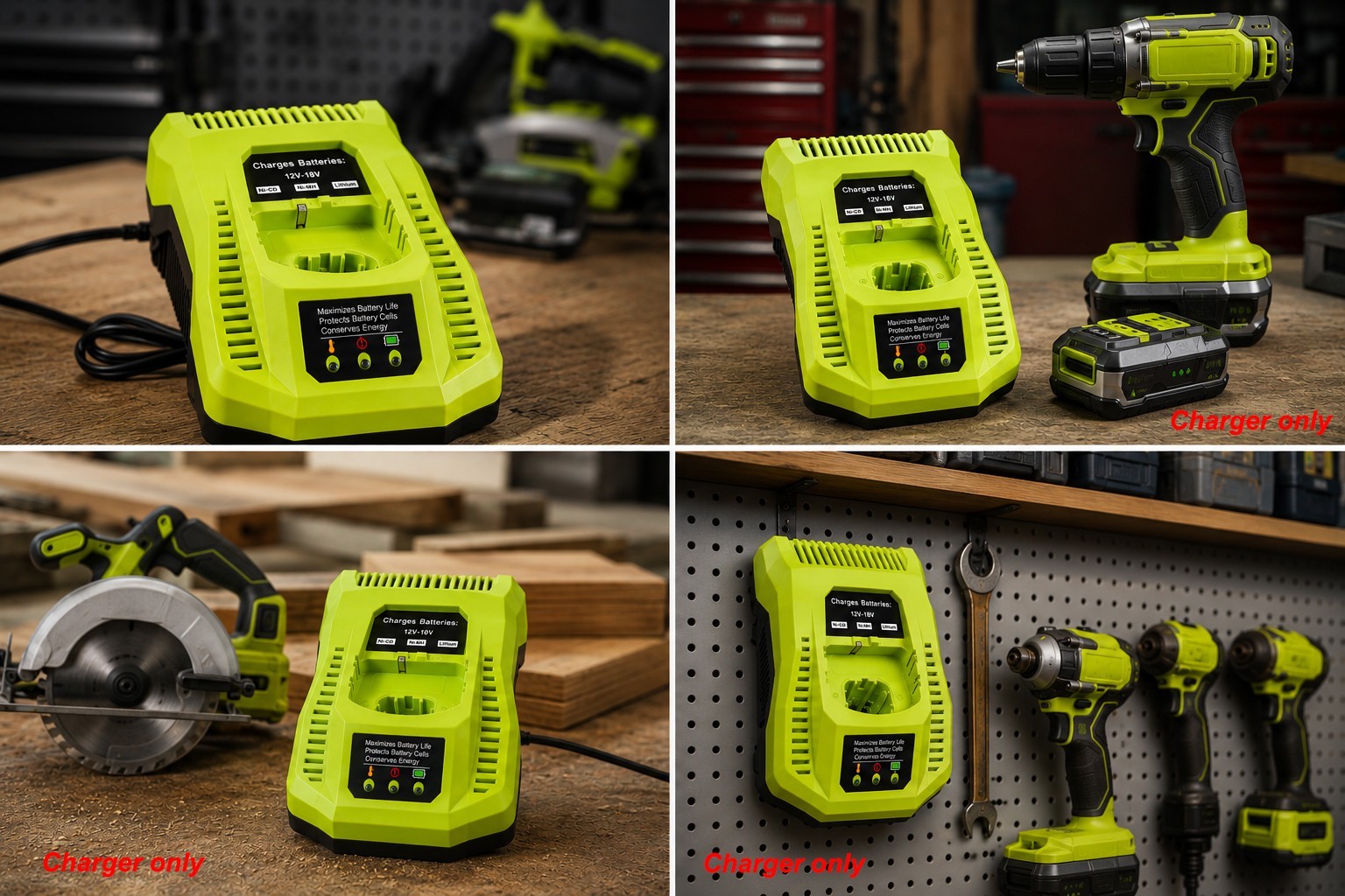 18V Battery Charger for Ryobi ONE+ 18V Cordless Tool Battery Replacement P117
