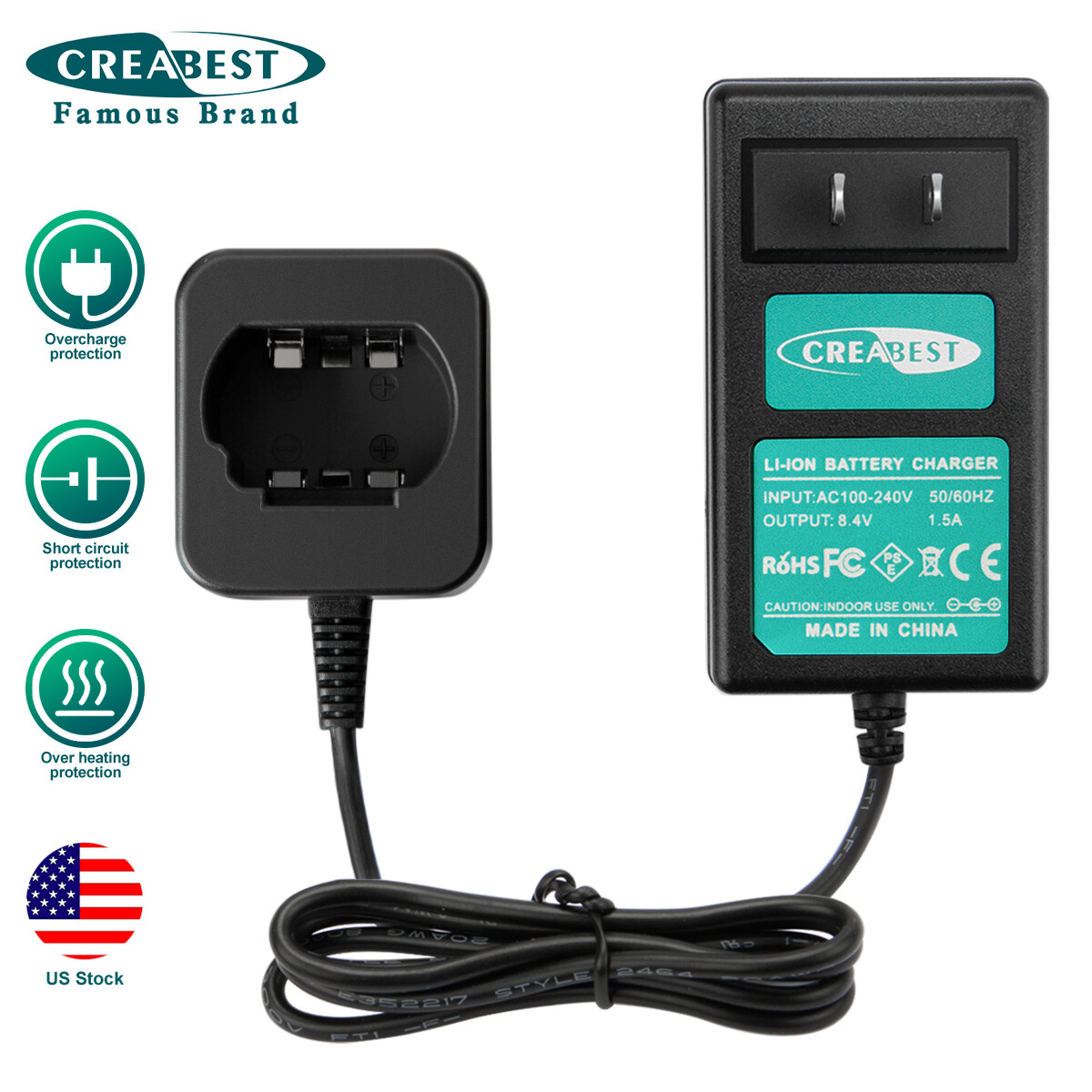 8V Li-ion Battery Charger For Dewalt DCB080 DCF680N1 DW4390 DCF680N2 DCF680G2