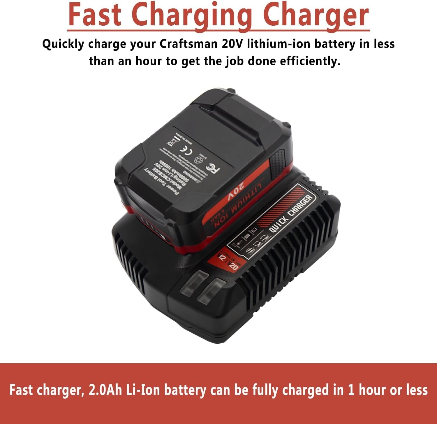 V20 20V Battery Fast Charger CMCB104 For Craftsman 20V Max Lithium ion Battery