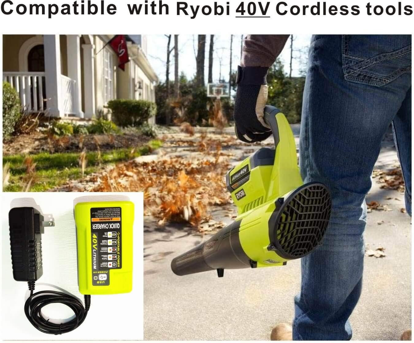 OP403 40V Lithium Battery Charger Replace Ryobi OP403 OP404 W/USB Plug in to Cha