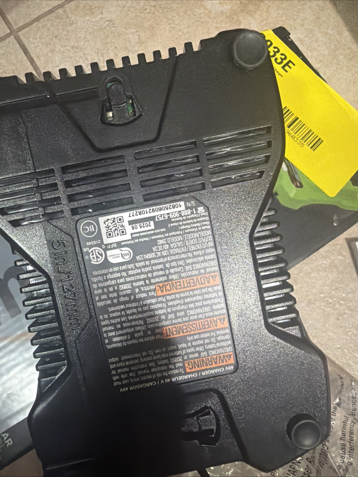 Greenworks 40 Volt OEM Battery Charger Lithium Max Model Open Box