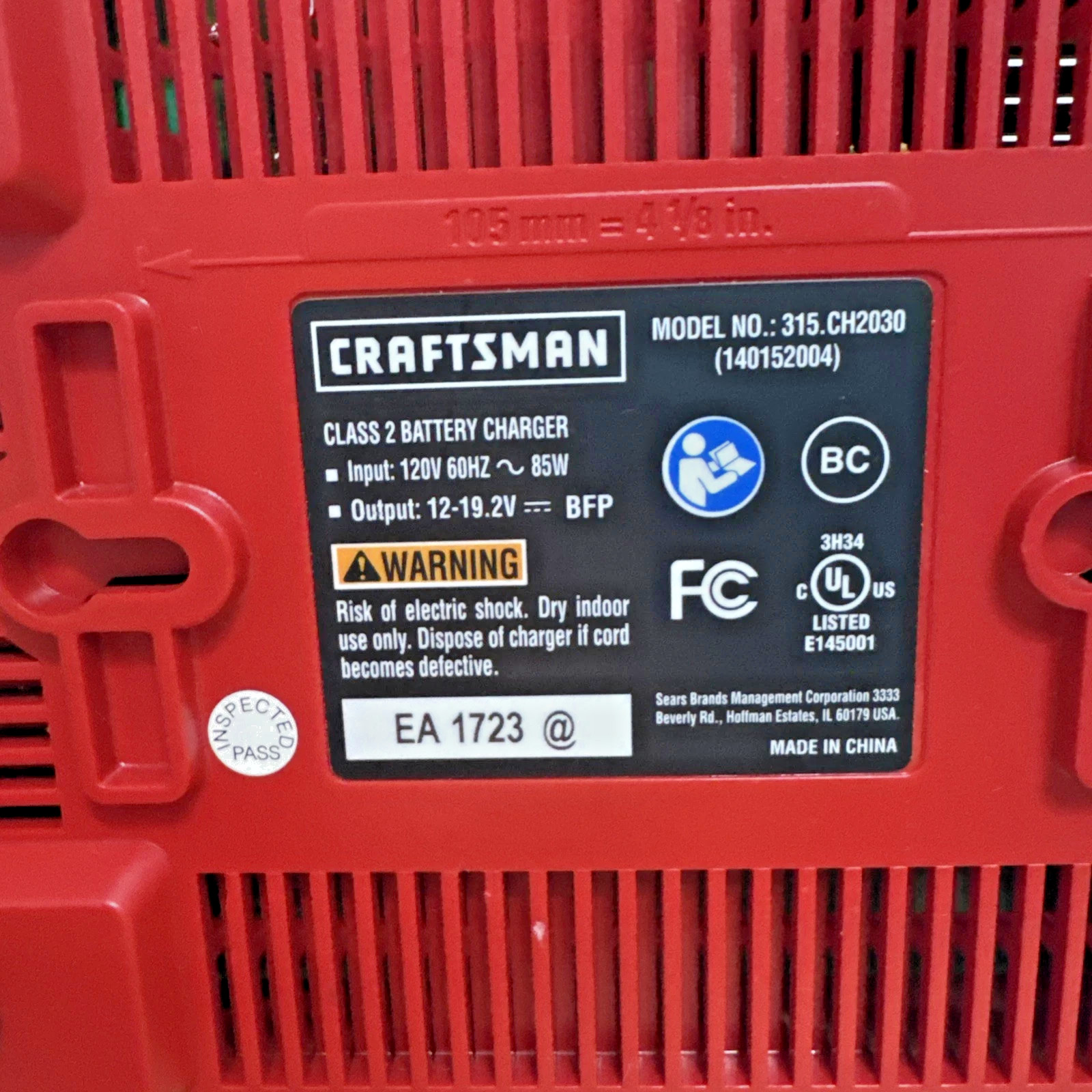 Craftsman C3 Battery Charger 19.2V Multi Chemistry NiCad and Lithium 315.CH2030