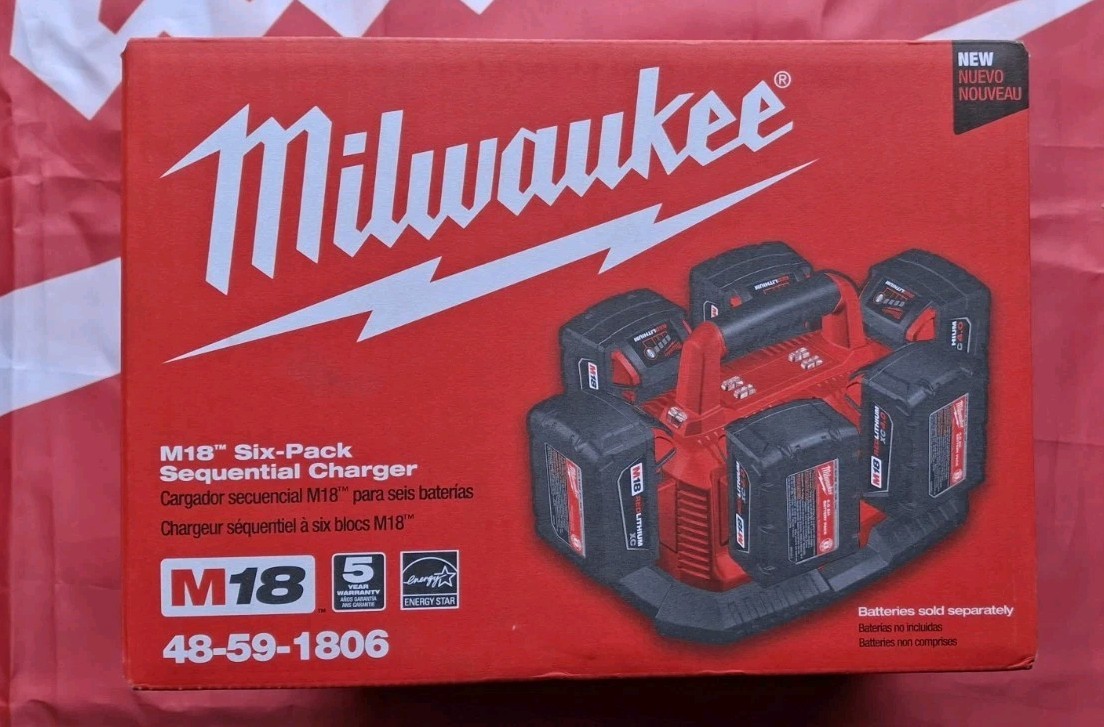 Milwaukee M18 18V Six Pack Sequential Charger – Red (48-59-1806)