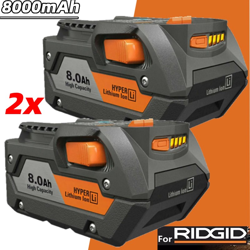 2 PACK For Ridgid 18V R840085 8.0Ah Lithium-ion Battery Rigid 18Volt R840087