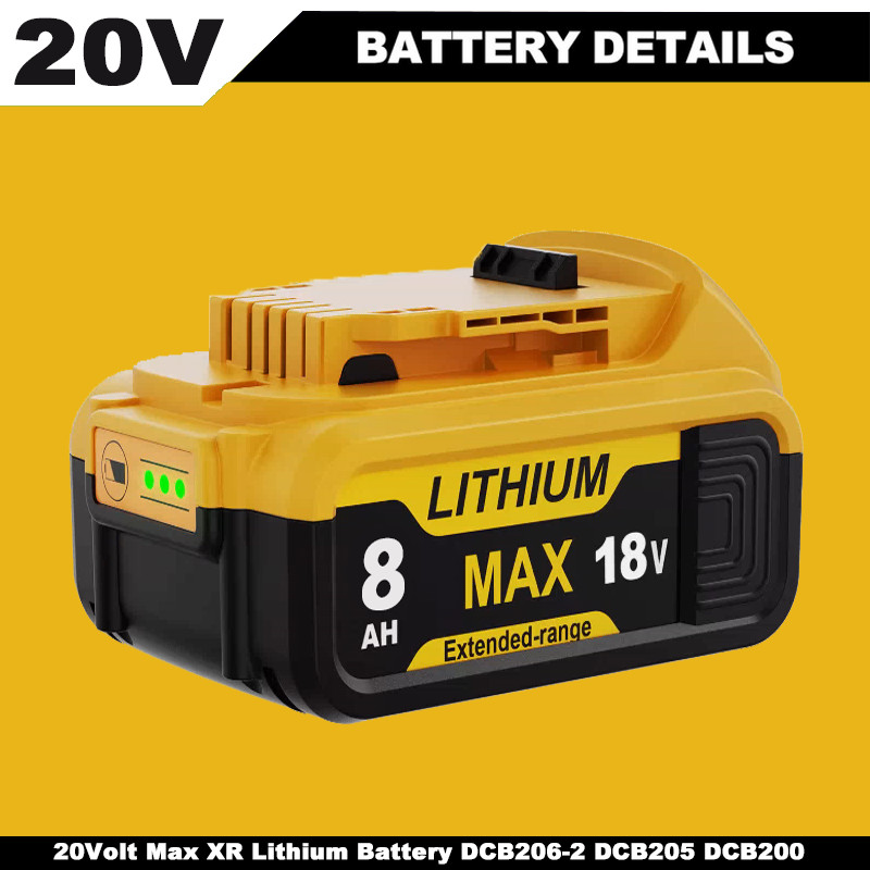 8.0Ah For DeWalt 20V 20 Volt Max XR Lithium Ion Battery DCB206-2 DCB205-2 DCB200