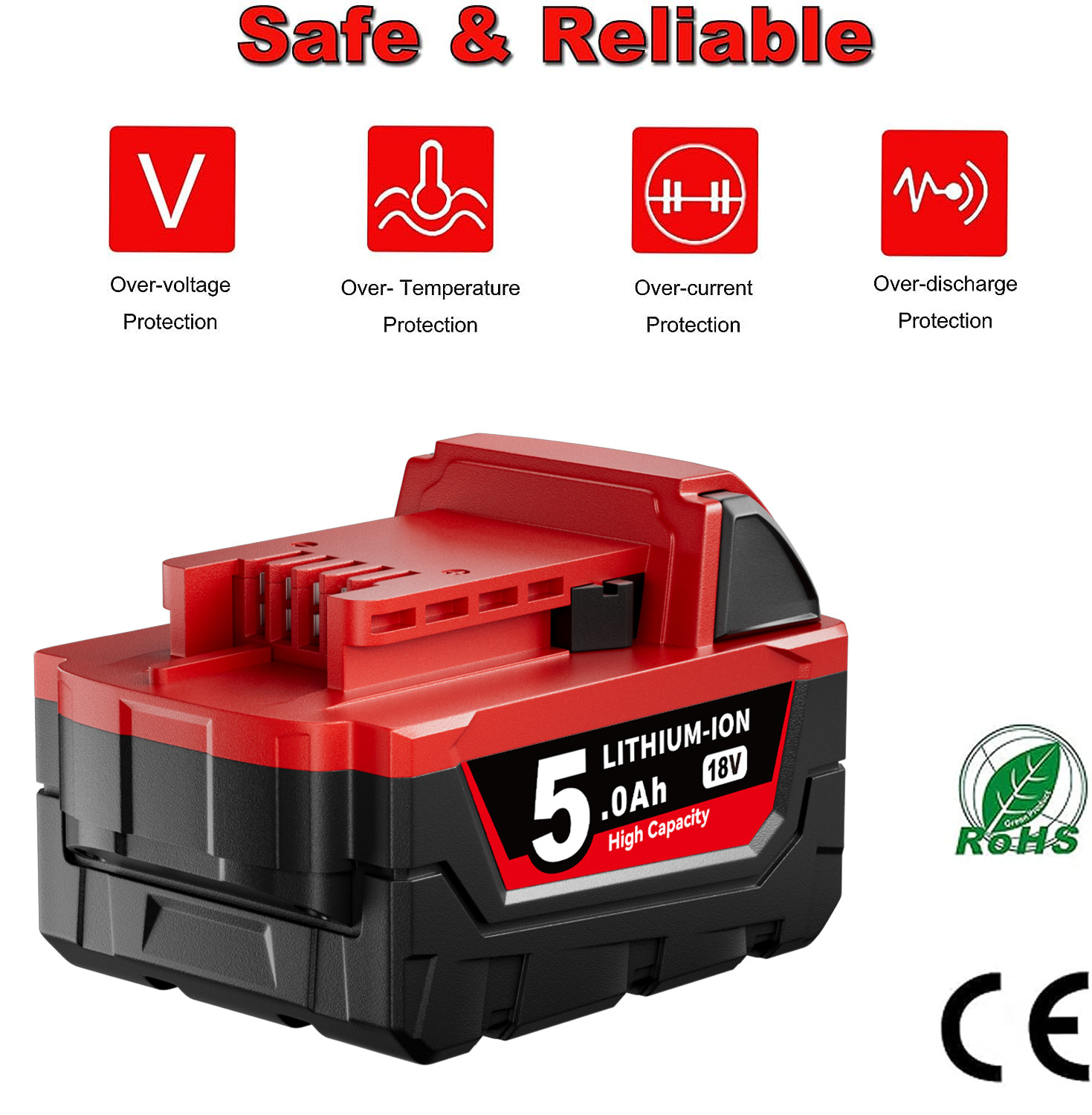 5.0Ah For Milwaukee M18 Extended Capacity Battery Lithium XC 48-11-1860 NEW