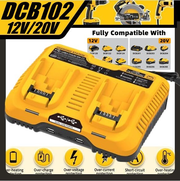 DCB102BP Replacement Charger for Dewalt 20V MAX Jobsite Charging Station US