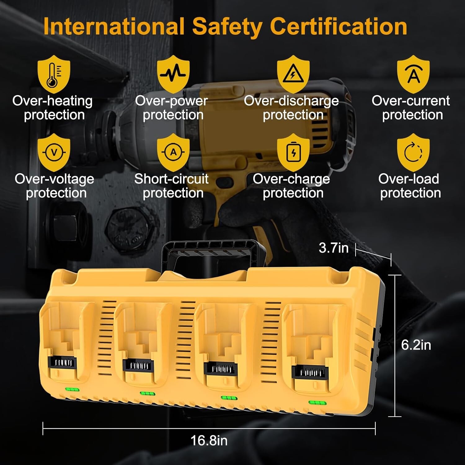 4 Port Multi Battery Charger DCB104 Replacement for Dewalt 12V 20V Max Battery