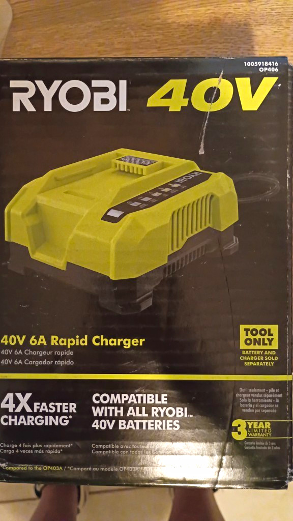 Ryobi OP406 40V 6A Rapid Charger, Green, 2.1 lb, MPN OP406