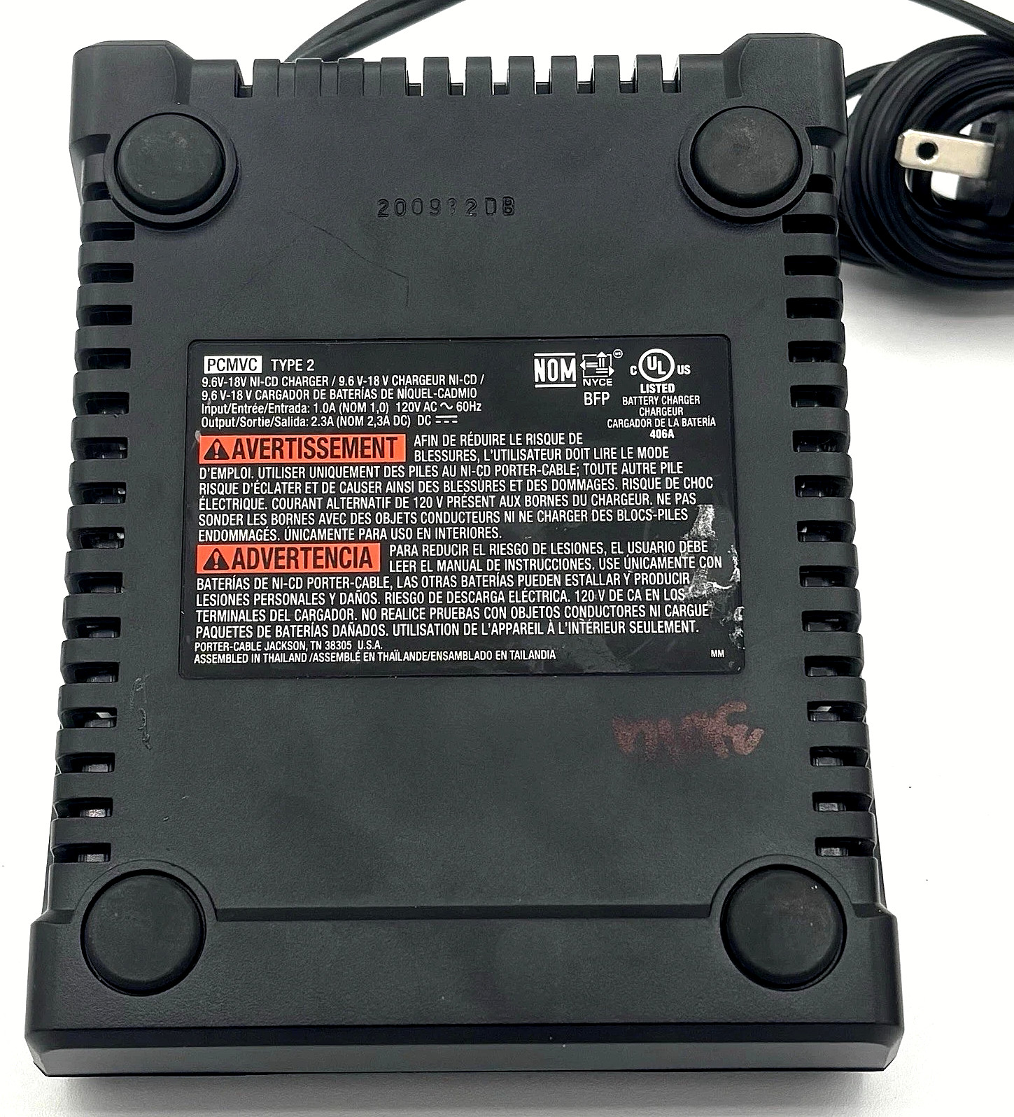 Authentic Porter Cable PCMVC Type 2 NiCd 9.6-18v Battery Charger in EUC