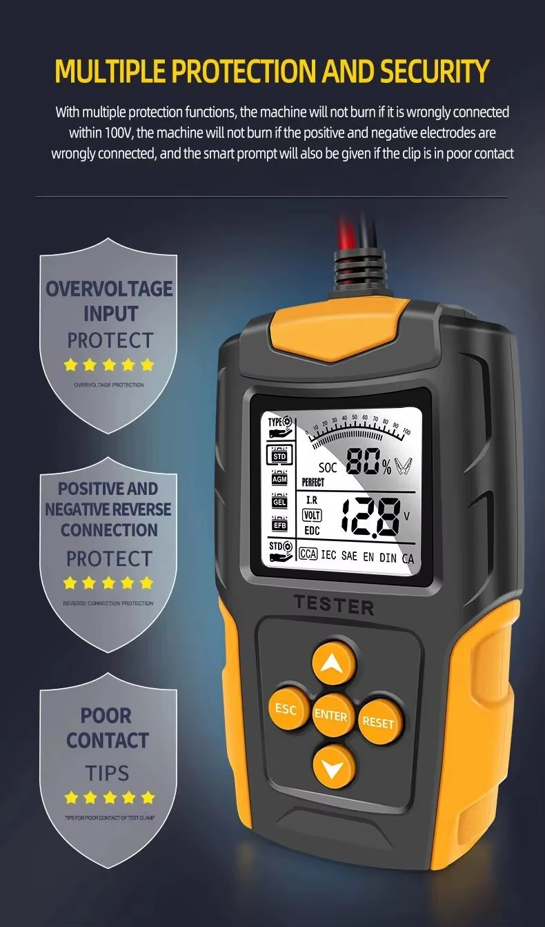 ⚡ Vehicle Battery Tester 12V 24V – LCD Analyzer for Cranking & Charging