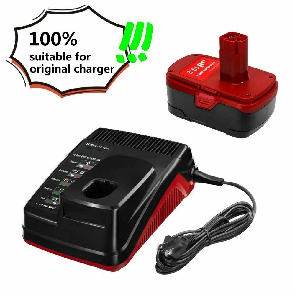 2Pack 8.0Ah for Craftsman 19.2V Lithium XCP Battery C3 DieHard 11375 OR Charger