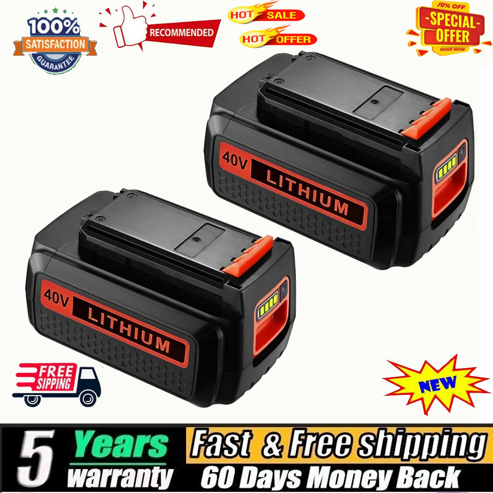 2Pack 4.0Ah Battery for Black and Decker 40V Max Lithium LBX2040 LBXR36 LSW36
