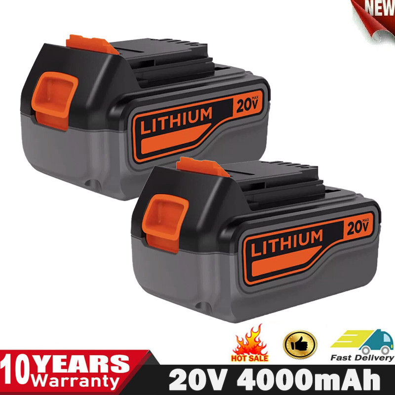 2-PACK 4.0AH 20V LITHIUM BATTERY FOR BLACK AND DECKER 20 VOLT LBXR20 LB20 LI-ION