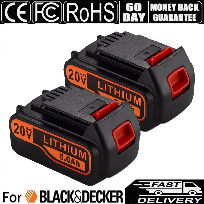 2-Pack 5.0Ah 20V LB2X4020 Lithium Battery for Black and Decker LBXR20 LBXR20B-2