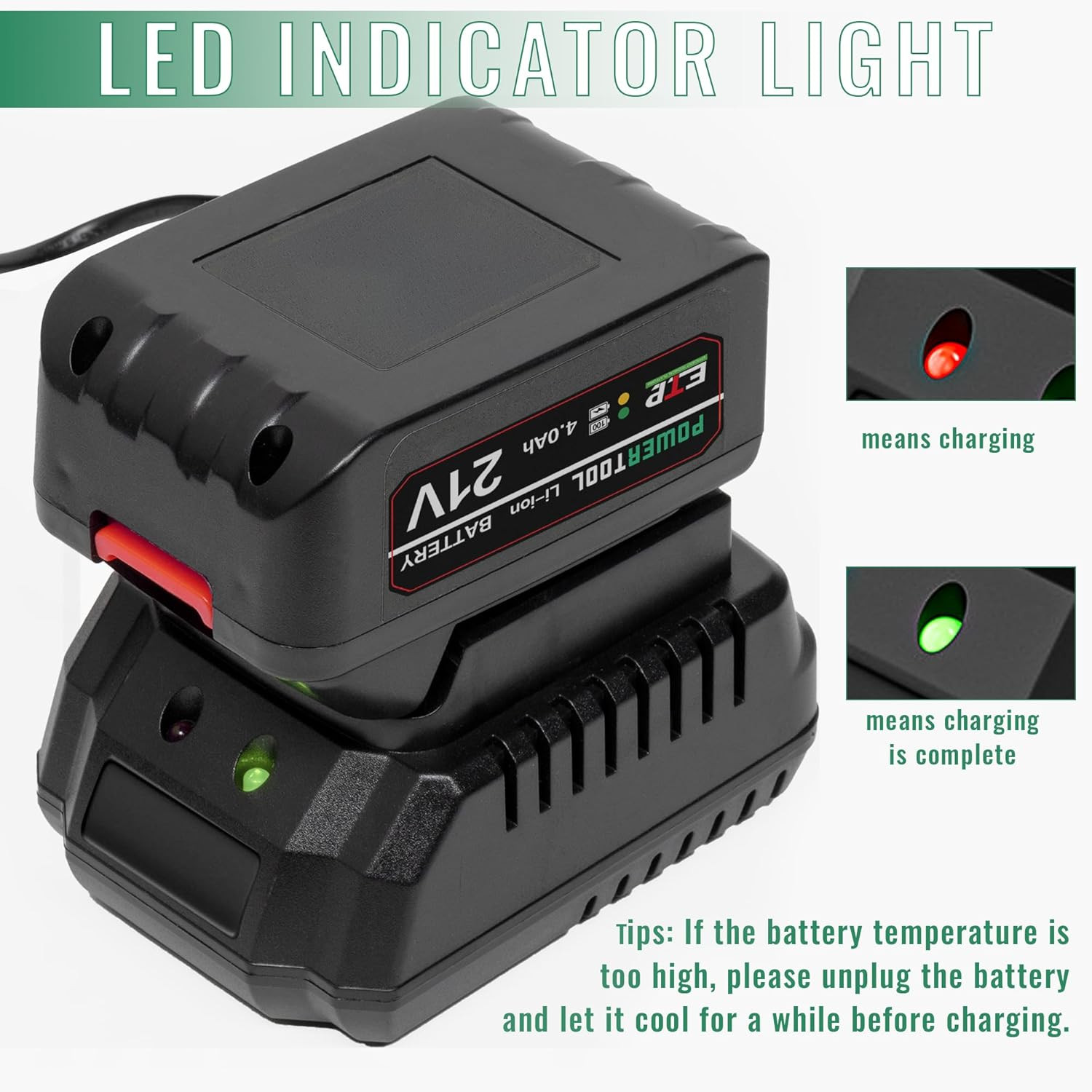 21V Battery Rapid Charger Base, Single Port Fast Charger Compatible with Makita
