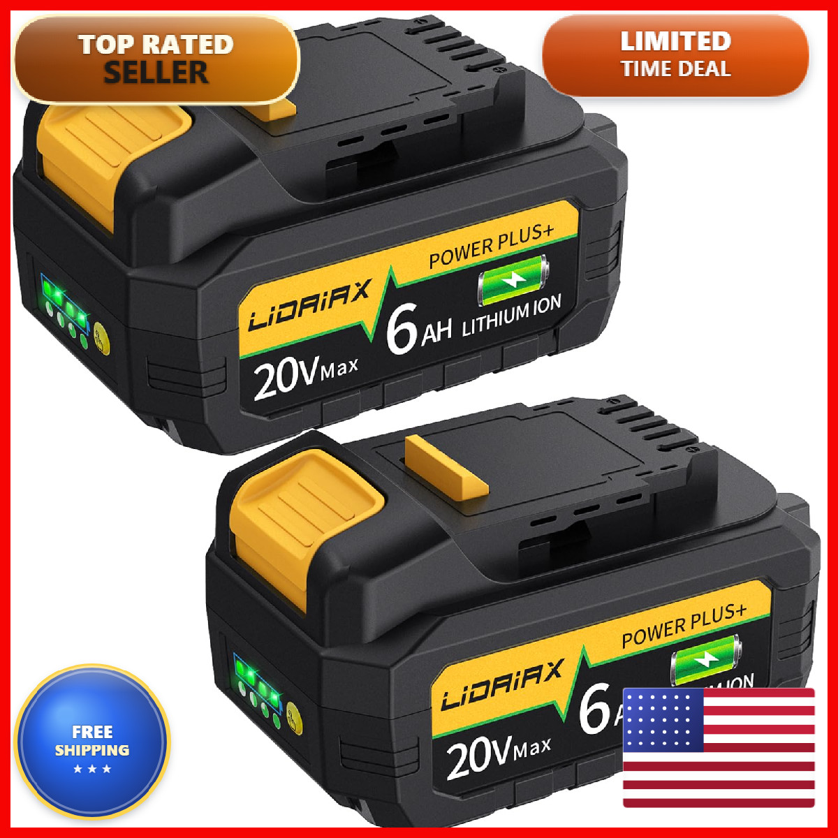 Lidaiax True Capacity Replacement Battery Compatible Dewalt 20V Max Tool