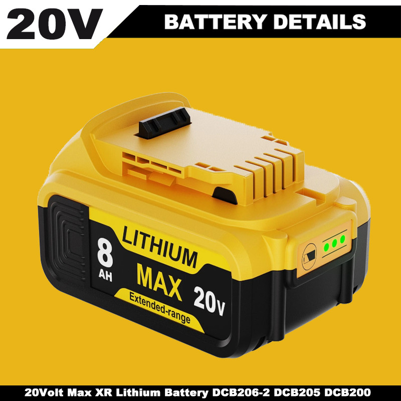 For DeWalt 20V 20 Volt Max 8.0AH Lithium Ion Battery DCB206-2 DCB205-2 DCB200-2