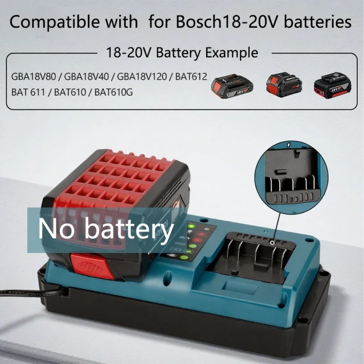 90W Fast Charger for Bosch 18V GBA Battery Dual Port Charger With LED BAT612