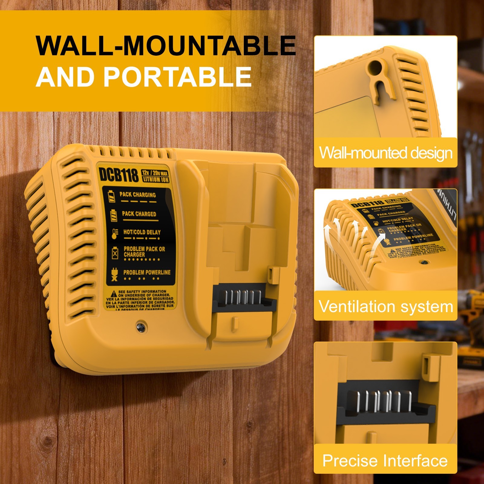 3A DCB118 Fast Charger for DeWALT 20V Lithium Battery Charger DCB118 DCB112