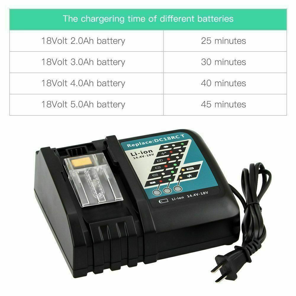 Fast Charger Replace For Makita DC18RC 14.4V – 18V LXT Lithium‑Ion Rapid Charger