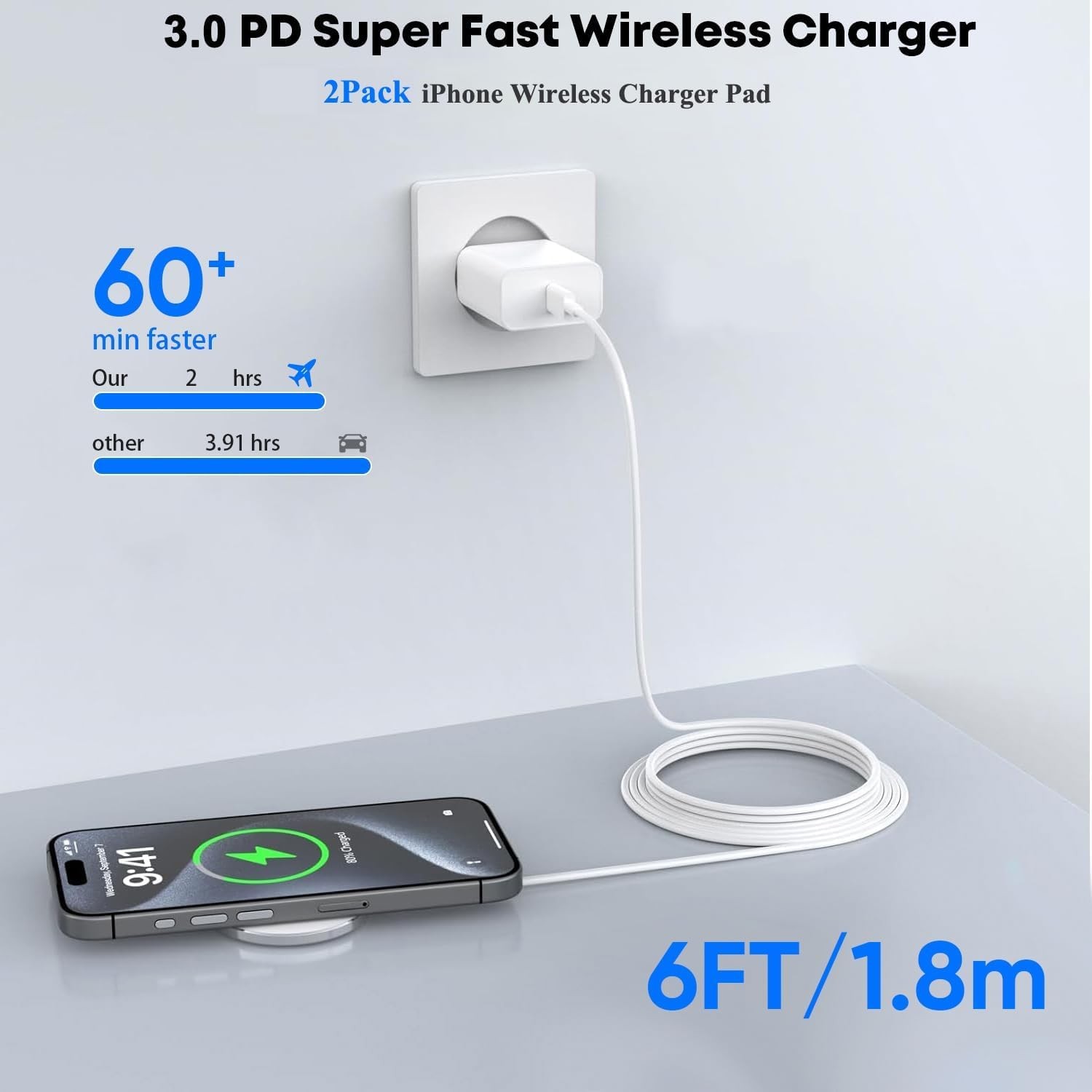 Nuinno Apple Mfi Certifiedmagnetic Wireless Iphone Charger Magsafe Charger6Ft